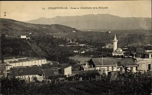 Ak Philippeville Skikda Algerien, Caserne d'Artillerie et la Mosquee