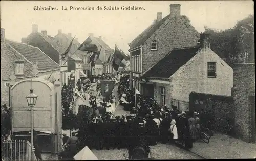 Ak Ghistelles Gistel Ghistel Westflandern, La Procession de Sainte Godelieve