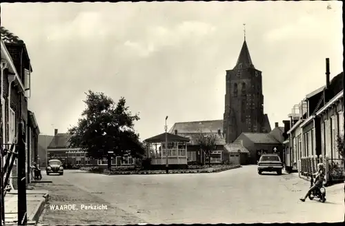 Ak Waarde Zeeland Niederlande, Parkzicht, Kind mit Roller, Turm, Fahrzeuge