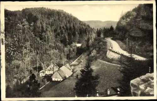 Ak Kudowa Zdrój Bad Kudowa Schlesien, Talblick, Forsthausrestaurant, Heuscheuerstraße