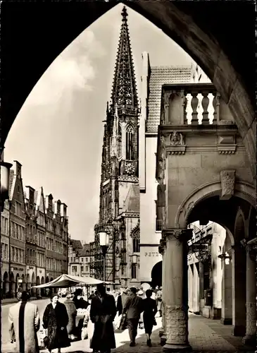 Ak Münster in Westfalen, Prinzipialmarkt mit St. Lamberti