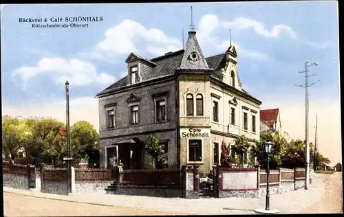 Ak Oberort Kötzschenbroda Radebeul in Sachsen, Bäckerei Cafe Schönhals