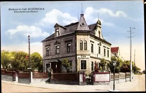 Ak Oberort Kötzschenbroda Radebeul in Sachsen, Bäckerei Cafe Schönhals