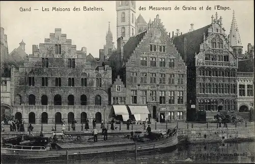 Ak Gand Gent Ostflandern, Les Maisons des Bateliers