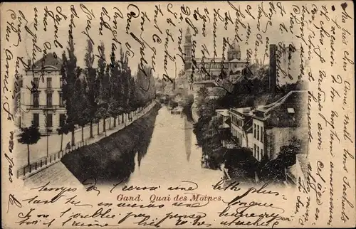 Ak Gand Gent Ostflandern, Quai des Moines
