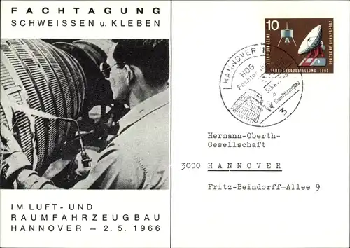 Ak Hannover, Fachtagung Schweißen und Kleben im Luft- und Raumfahrzeugbau 1966, H. Oberth Gesellsch.