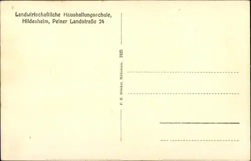 Ak Hildesheim in Niedersachsen, Landwirtschaftliche Haushaltungsschule, Peiner Landstraße 24