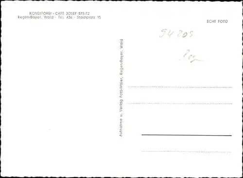 Ak Regen im Bayerischen Wald, Konditorei-Cafe Josef Steitz