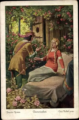 Künstler Ak Kubel, Otto, Märchen, Brüder Grimm, Dornröschen, Prinz