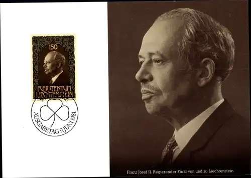Briefmarken Ak Fürst Franz Josef II von Liechtenstein, Portrait