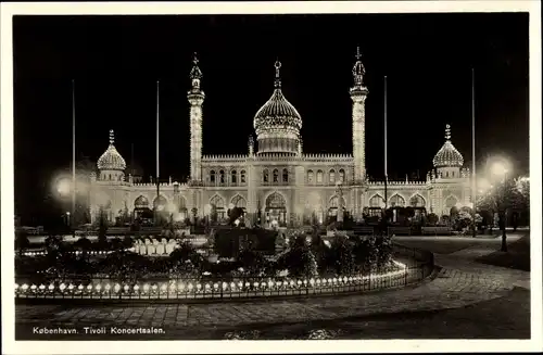 Ak København Kopenhagen Dänemark, Tivoli Koncertsalen bei Nacht