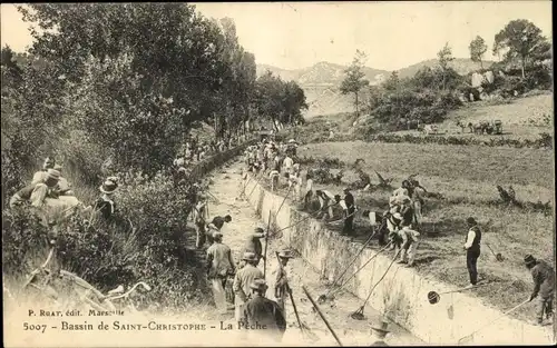 Ak Le Bassin Saint-Christophe Rognes Bouches du Rhône, La Peche