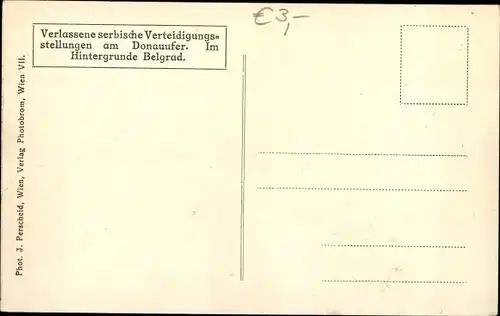 Ak Beograd Belgrad Serbien, Verlassene serbische Verteidigungsstellungen am Donauufer