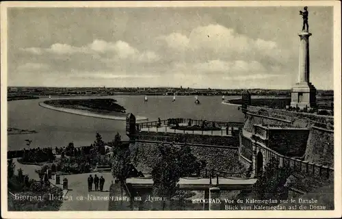 Ak Beograd Belgrad Serbien, Blick vom Kalemegdan auf die Donau