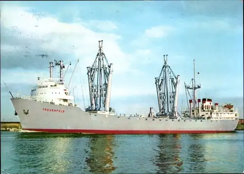 Ak MS Treuenfels, Frachtschiff, Deutsche Dampfschiffahrtsgesellschaft, DDG Hansa