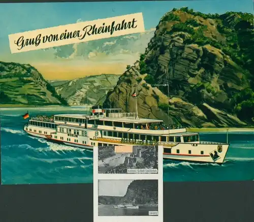 Leporello Ak Gruß von einer Rheinfahrt, Rheindampfer, Loreley