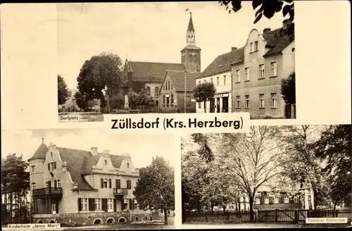 Ak Züllsdorf Herzberg Brandenburg, Dorfplatz, Kinderheim Jenny Marx, Försterei Kleinesee