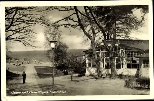 Ak Ostseebad Göhren auf Rügen, Strandkaffee mit Blick auf Promenade und das Meer