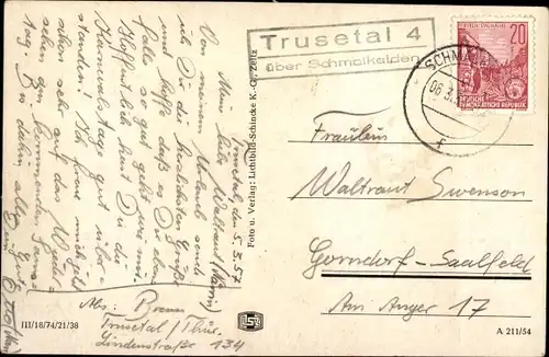 Ak Trusetal Brotterode Trusetal in Thüringen, Gasthaus am Trusetaler Wasserfall