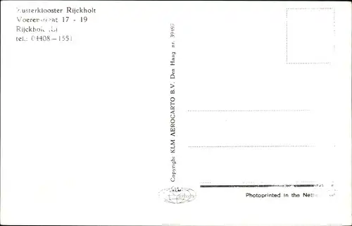 Ak Rijckholt Limburg Niederlande, Zusterklooster, Fliegeraufnahme