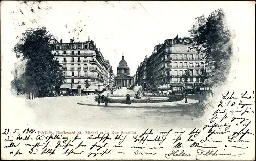 Ak Paris V, Boulevard Saint-Michel et la Rue Soufflot