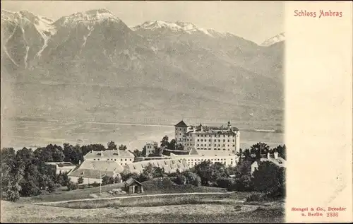 Ak Tirol, Blick zum Schloss Ambras