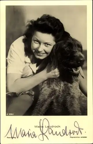 Ak Schauspielerin Maria Landrock, Portrait mit Hund, Ross Verlag A 3209 1