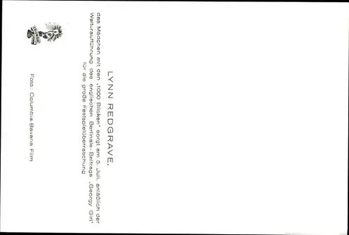 Ak Schauspielerin Lynn Redgrave, Film Georgy Girl