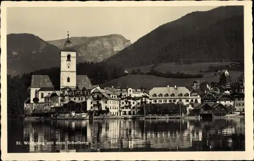 Ak St. Wolfgang im Salzkammergut Oberösterreich, Teilansicht mit Schafberg