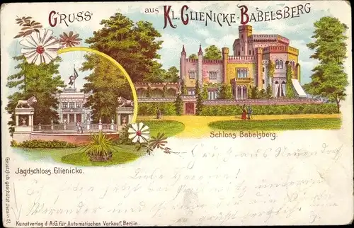 Ganzsachen Litho Klein Glienicke Neubabelsberg Potsdam Schloss Babelsberg, Jagdschloss Glienicke