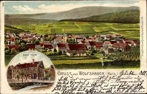 Litho Wolfshagen Langelsheim am Harz, Gesamtansicht, Haus Gustav Höfner