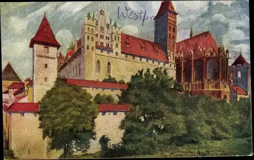 Künstler Ak Malbork Marienburg Westpreußen, Ordensburg, Kirche