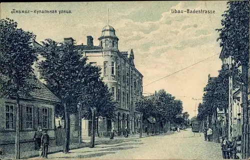 Ak Liepaja Libau Lettland, Blick in die Badestraße