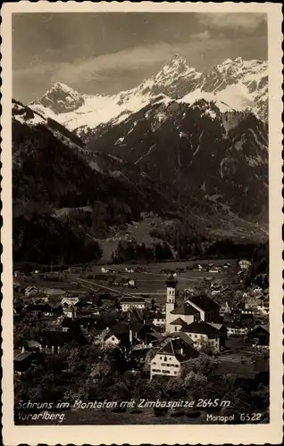Ak Schruns Vorarlberg, Montafon, Zimbaspitze, Ort