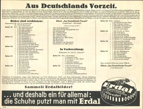 Stundenplan Erdal Schuhcreme, Aus Deutschlands Vorzeit, Germanen, Auflistung Sammelbilder