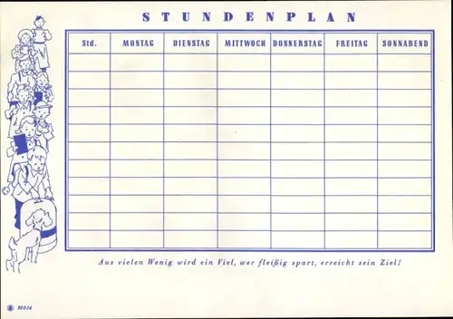 Stundenplan, Sparkassen Verlag, Märchen, Baron Münchhausen, Künstler Koser Michaels um 1950