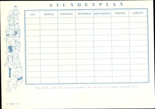 Stundenplan, Sparkassen Verlag, Märchen, Sindbad der Seefahrer, Künstler Koser Michaels um 1950