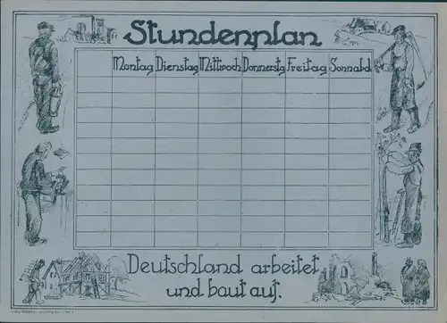 Stundenplan Deutschland baut auf, Trümmerfrauen, Handwerk, Bauer um 1950