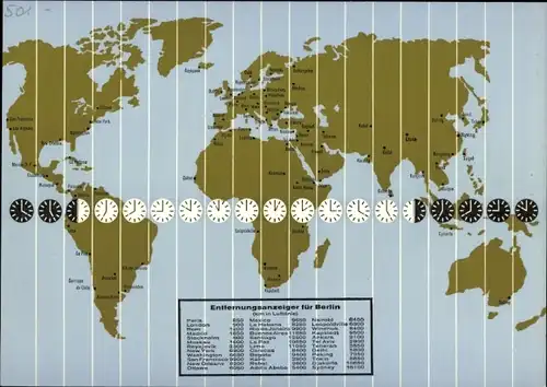 Stundenplan Bertelsmann Jugend-Lesering, Weltuhrzeiten, Entfernungsanzeiger für Berlin