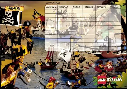 Stundenplan Lego System, Piratenwelt, Piratenschiff Black Seas Baracuda 6285 - 80er J.