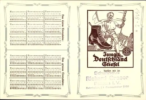 Stundenplan Jung Deutschland Stiefel, Schuhe, Schuhhaus R. Graser Plauen, um 1930