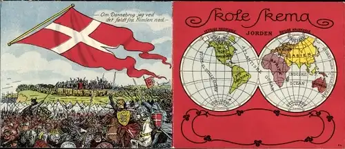 Stundenplan Jorden Dänemark, Fahne Dannebrog, Ritter im Gefecht um 1930