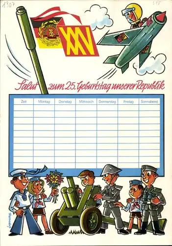 Stundenplan DDR, Salut zum 25. Geburtstag unserer Republik, Drushba Waffenbrüderschaft um 1980
