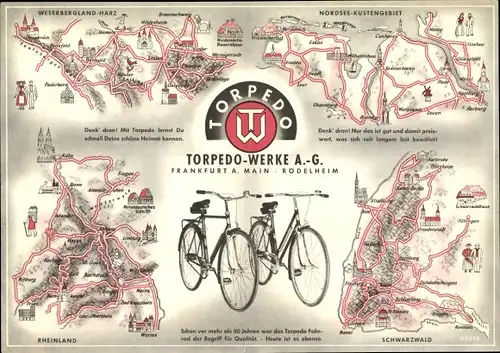 Stundenplan TORPEDO Werke AG, Frankfurt-Rödelheim, Fahrrad, Jugendrad um 1950