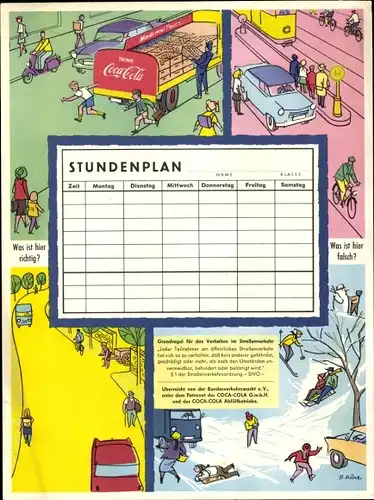 Stundenplan Coca-Cola GmbH, Grundregeln im Straßenverkehr, LKW mit Werbung um 1960