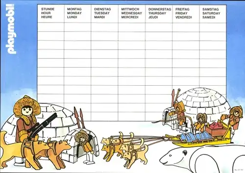 Stundenplan Playmobil Eskimos, Turnierreiten 80-er Jahre, Iglu, Hundeschlitten, Reiter, Picknick