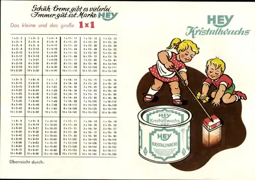 Stundenplan HEY Schuhpflege Schuhcreme, Kristallwachs um 1950