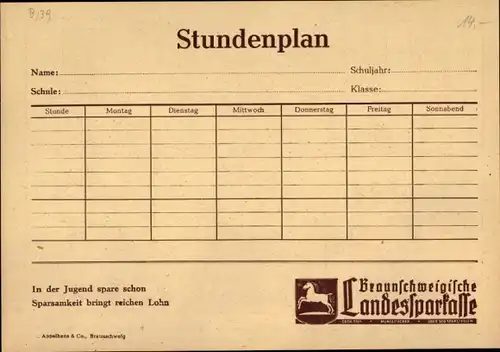 Stundenplan Braunschweigische Landessparkasse, Trara, die Post ist da! Um 1950