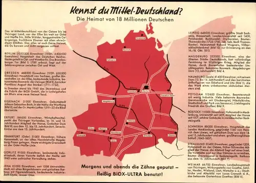 Stundenplan BIOX-Ultra-Zahnpasta, Kennst Du Mitteldeutschland? Ostdeutschland um 1960