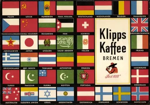 Stundenplan Klipps Kaffee Bremen, Länderflaggen um 1960